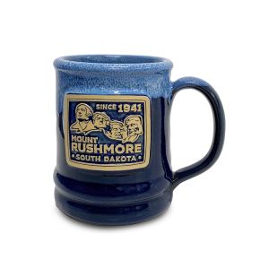 Mount Rushmore Navy Blue Pottery Mug