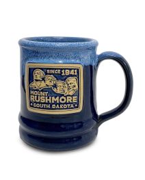 Mount Rushmore Navy Blue Pottery Mug