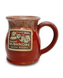 Mount Rushmore Red Tall Belly Pottery Mug